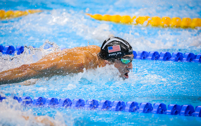 Michael Phelps in butterfly stroke race