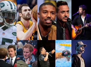 Collage of male athletes and celebrities who've spoken about therapy