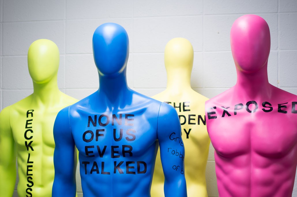 Painted mannequins with quotes