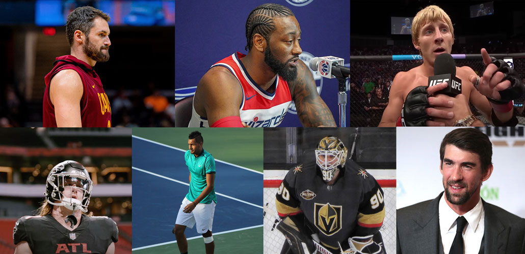 Collage of seven male athletes from various sports