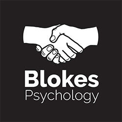 An icon of a handshake, above the words Blokes Psychology