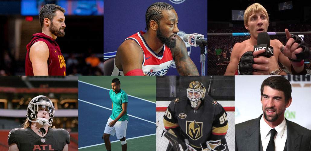 Collage of seven male athletes from various sports